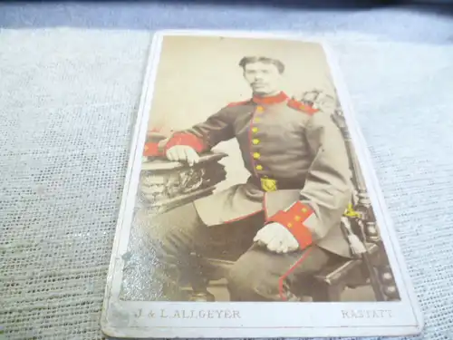 Militärfoto bemalt Rastatt 8 Kompanie iii Kgmts um 1870 Atelier J&L Allgeier Kapellenstrasse 11 