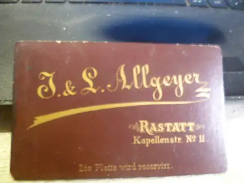 Militärfoto bemalt Rastatt 8 Kompanie iii Kgmts um 1890 Atelier J&L Allgeier Kapellenstrasse 11 