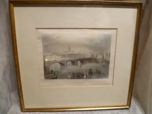 W.H. Bartlett London Ansicht von der Südseite E.I Roberts um 1900 aquarellierter Stahlstich,