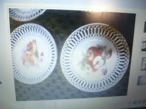 7 fruit / dessert plates around 1900 Christian Fischer Pirkenhammer Decor with Obs 1 plate was added this is decorated