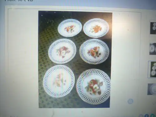 7 fruit / dessert plates around 1900 Christian Fischer Pirkenhammer Decor with Obs 1 plate was added this is decorated