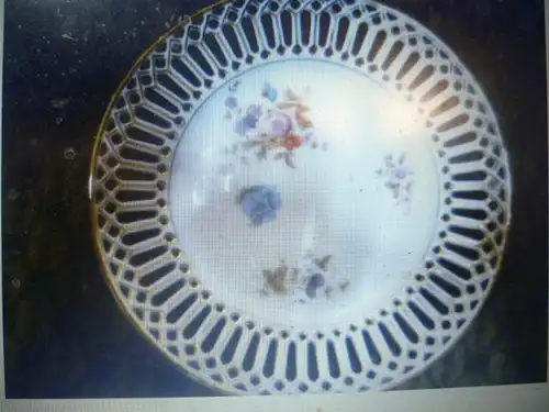 7 fruit / dessert plates around 1900 Christian Fischer Pirkenhammer Decor with Obs 1 plate was added this is decorated