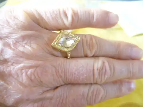 Russland Damenringe Ringschiene mit großem Swarkovski voll besetzter Juwelier Ringe Silber 925 Vintage 1980 Jahre