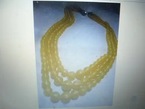 333 white gold Yellow agate 3 row necklace Vintage Pforzheim jewelery work around 1950