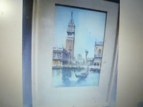 Watercolor Art Deco around 1920 "Venice St. Mark's Square with gondolier in front of Stadtstaffage"