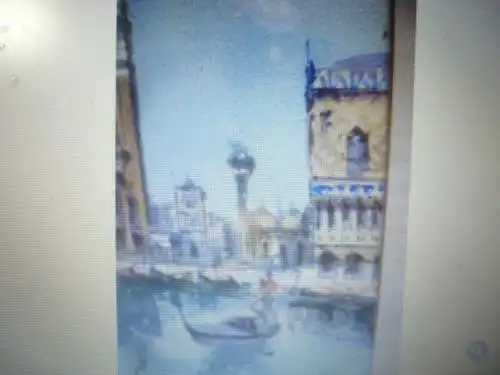 Watercolor Art Deco around 1920 "Venice St. Mark's Square with gondolier in front of Stadtstaffage"