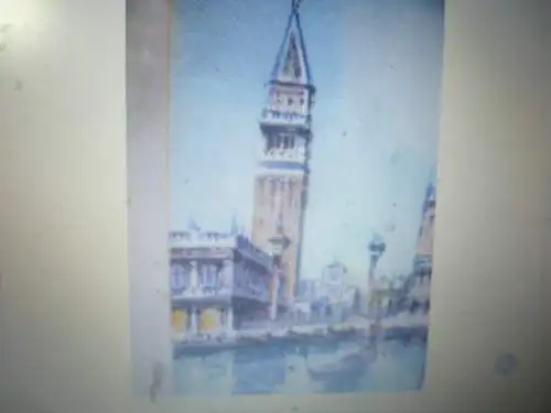 Watercolor Art Deco around 1920 "Venice St. Mark's Square with gondolier in front of Stadtstaffage"