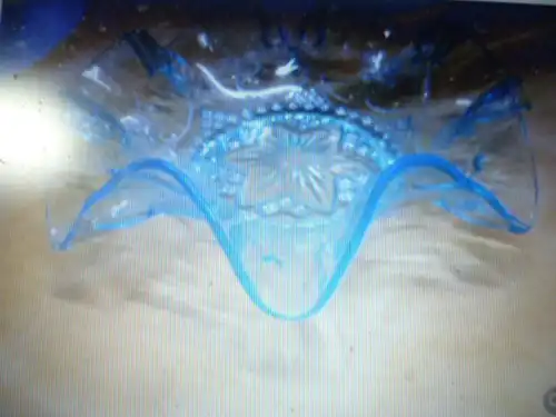 Blue glass bowl for biscuits ART DEKO 1920 showcases state Dimensions; 19 cm diameter