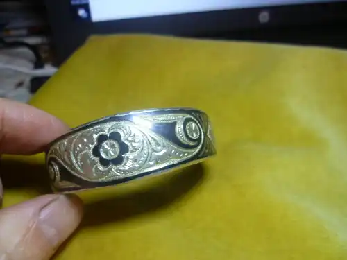 First Russian bangle silver 875, from Murmansk, Niello Tula pattern open Ø inside 6.4 out of the 1950 years