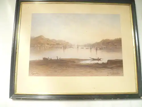 Eduard Hildebrandt Chromolithography Journey Around the Earth, Signed in Stone u. designated Port of Nagasaki