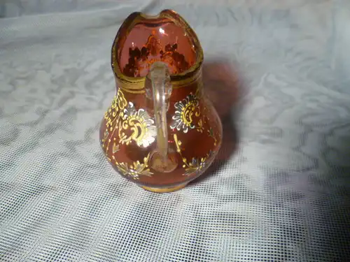 Böhmen Glas Milchkanne, üppig verziert mit Gold-Dekor, handbemalt, um 1870
