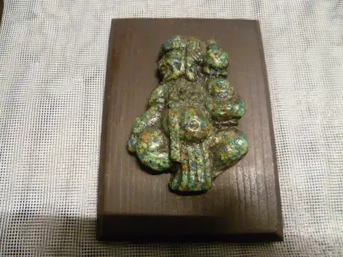 Maya Azteken Malachitsplitt Bildchen  Art Deko 1930 er 4 Stück Set als Konvolut Maße je : 11,5 cm x 7,5 cm