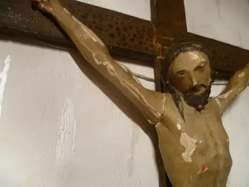 Uralte Original Barock  Holz Jesus Figur geschnitzt auf edlem Kreuz  18. Jh. Übergang 19 Jh Baden Württemberg oder Hohenlohe  Meisterlich