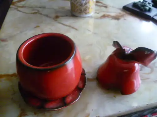 Goebel Honig 1970 er Vintage Marmeladen Deckeldose in Ferrarirot Höhe 16 cm aus der Vitrine