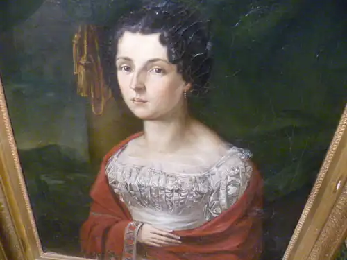 Veith Franz Michael 1799-1846 "Adeliges Damenportrait ,Pauline Bonaparte ?? 1842 " sign Originaler klassizistischer Rahmen ; 80 cm x 92 cm Gemälde: 63cm X 75 cm