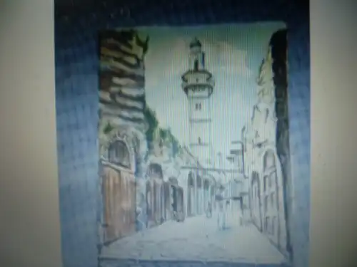 Krakowski E Maler des XX hier ein Aquarell " Strassenansicht in Tanger " signiert E Krakowski 1954 Architektur u. Figurendarstellung