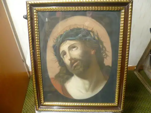 Jesus mit Dornenkrone Pastellkreide 18 - 10 Jahrhundert museal  später süddeutsche Meister n. Leonardo da Vinci Klosterareit Süddeutschland