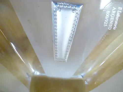 Kristallglas Bomboniere  Italien Maggio=4 StückSilber Medaillons  IL LABORATORIO ARGENTO  in 800/925 Silber