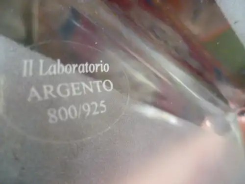 Kristallglas Bomboniere  Italien Maggio=4 StückSilber Medaillons  IL LABORATORIO ARGENTO  in 800/925 Silber