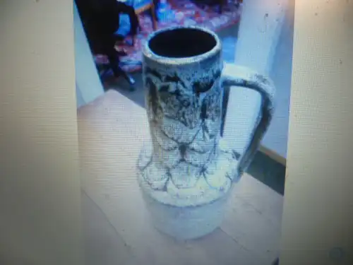 VEB DDR Haldersleben Vase Fat Lava 60/70er Jahre weiß mit bronze braune Lasur Nummer 4070B Höhe 22,5cm Vitrinenzustand