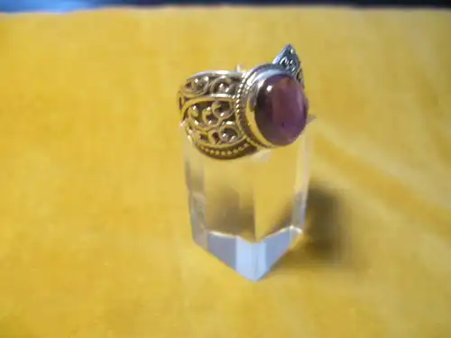 Amethyst besetzter Juwelier Ring Silber massiv  925 Vintage 1970 Jahre Ringschiene im osmanischen Stil !!