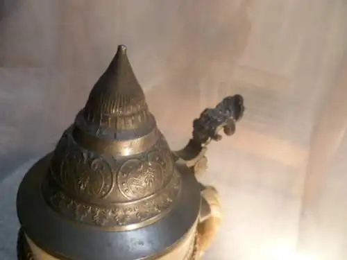 Trompeter von Säckingen Krug 1531 "Behüte dich Gott.." um 1900 Standfuß auf hohem Sockel Im Henkel Nr. 1531