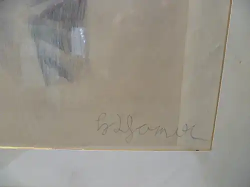 Thoma Hans 1839 -1924 "Greisin = Schwester" um 1900-1910 Kohle oder Silbestiftzeichnung um 1900 - 1910 entstanden , rechts im Bild signiert