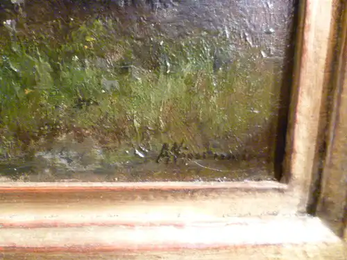 Anton Windmaier 1840 Pfarrkirchen-1896 München"Schloss Emming bei 84347 Eresing , unter mit rotem Regenschirm spazierendesPärchen