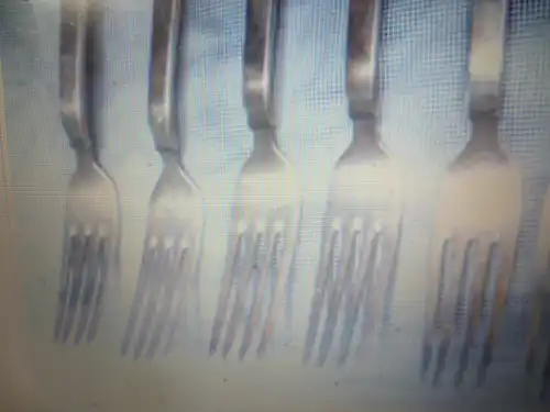 Art Deko WMF Dekor 2500 Set 6 Speisegabeln verso gestempelt WMF Patent 90 / 30