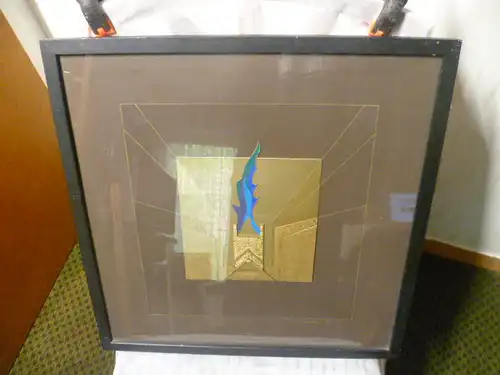 Collage in Goldtöne signiert  Hui?? und 1987 datiert   Perfekt akademisch ausgeführt!!