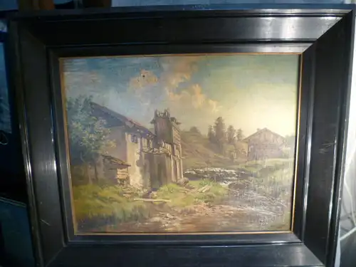 Eugen Adam1817 -München- 1880 deutscher Historien,Genre/Schlachtenmaler"Italienischen  Landschaft mit  Bachlauf einer Waschfrau