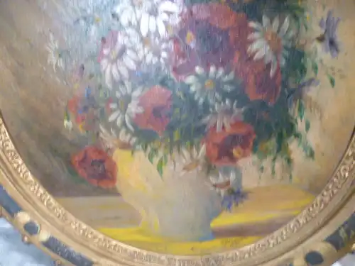 Hofmaler Kaiser Wilhelm II : Paul Schneider 1886Plauen - 1966Vogtland "Blumenstilleben Wiesenblumen " Kleinformat