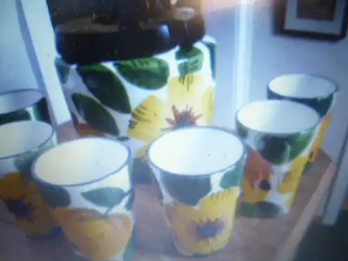 Schramberg  VIntage Bowle+SaftDesign Flora Sonnenblumen bestehend aus: 6 Becher+1 Bowlebehälter