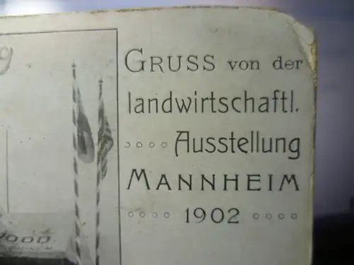 Gruss von der Landwirtschaftsausstellung Mannheim 1902 nicht gelaufen ich möchte gerne 12 Euro haben