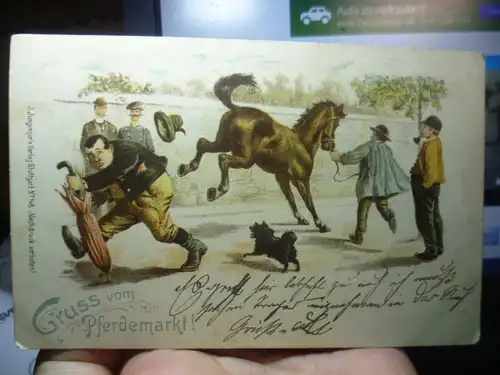 Pferdemarktkarte gestempelt in Schorndorf 1900 ich möchte gerne Euro 16 für diese Karte