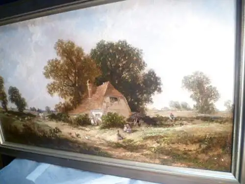 Harpignies  Henri Joseph 1819-1916"Besuch des Landarztes"Gemälde  Zuschreibung  Henri Joseph Harpignies 1819 - 1916