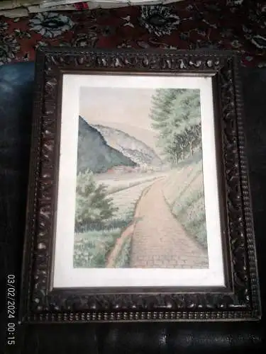 Heidelberg Beisel Kurt "Heidelberger Schloss mit Stadtstaffage von Heidelberg und dem Neckar " Aquarell signiert : Kurt Beisel gerahmt