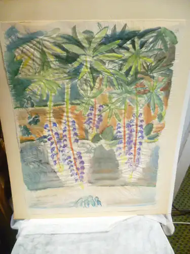 Prof. Hermann Flesche 1886-Braunschweig 1972 "Blumenstilleben Goldregen"signiertes Aquarell