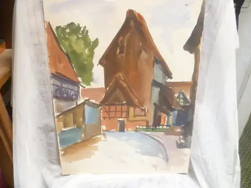 Prof. Hermann Flesche 1886-Braunschweig 1972 "Homberg" signiertes Aquarell