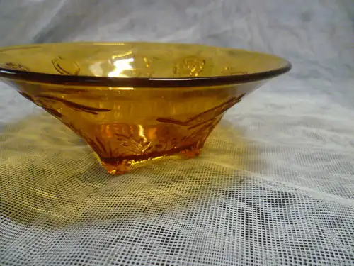 Brockwitz Glas Glücksklee Wiesenblumen orange braune Glasschale Vintage  aus den 1940 Jahren
