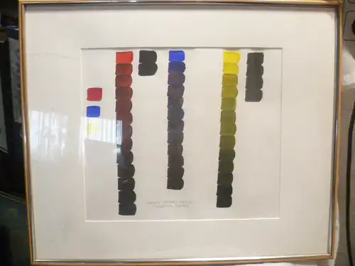 Farbenpalette " Öl auf Papier "Farben ersten Grades gebrochen schwarz" Maler der Moderne um1980 Maße im Rahmen ; 62cm X 52cm