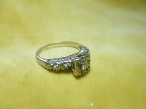 Jugendstil Brilliant  Ring Weißgold 585 um 1900-1915  IDS  Brillianten 2 Punktsteine und 1 Stein um 0,05 Karat