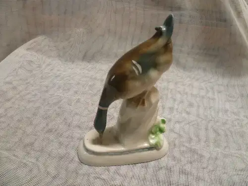 Ente beim Gründeln Porzellanfigur Art DEko um 1930-40 wohl Thüringer Manufaktur