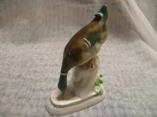 Ente beim Gründeln Porzellanfigur Art DEko um 1930-40 wohl Thüringer Manufaktur