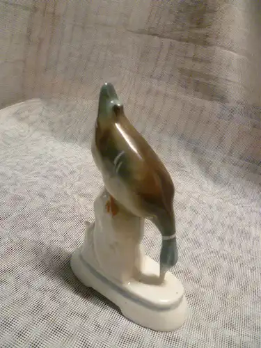 Ente beim Gründeln Porzellanfigur Art DEko um 1930-40 wohl Thüringer Manufaktur