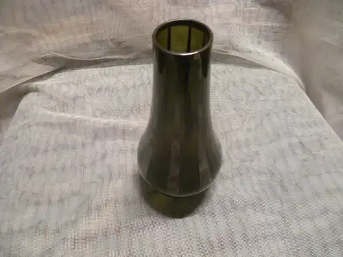 Murano zylindrische Vase Grünglas silberlotbemalt um 1950er aus meiner Vitrine Höhe 18,5 cm