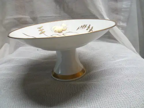 Rosenthal? Konfektschale  hohem Fuß  Fische Dekor Goldbemalung Vintage aus den 1960 er