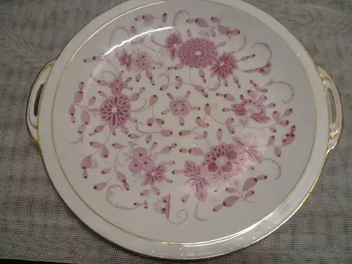 Indisch Rot große Henkelschale Beyer & Beck   um 1880- 1900  gemarkt  mit weißer Pressmarke Krone B am Boden aus meiner Vitrine