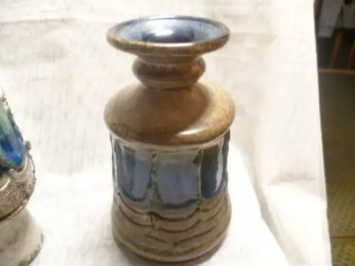 Rosemarie Gläser Designerin bei Strehla  hier Strehla Keramiken Space Ära um 1960-70 Blautöne 3 Stück Konvolut STREHLA Keramik Vase DDR / GDR