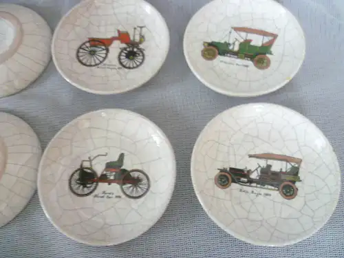 6 Oldtimer Untersetzer wohl Fürstenberg um 1960 Vintage Bodenstempel West Germany Durchmesser 9,5 cm